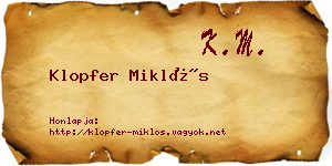Klopfer Miklós névjegykártya