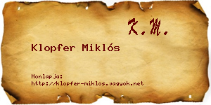 Klopfer Miklós névjegykártya