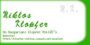miklos klopfer business card